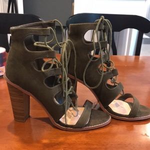 Lace up, olive green heels